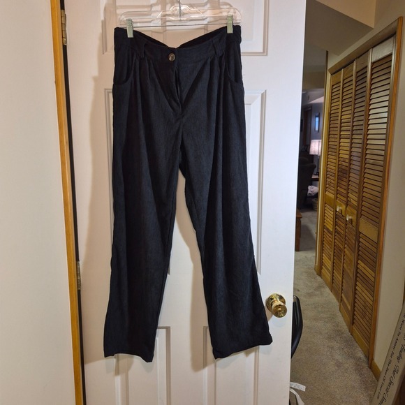 HALARA Pants - Halara Women Charcoal Gray Corduroy Wide Leg High Waist Pants Large NWT‎ 1053998